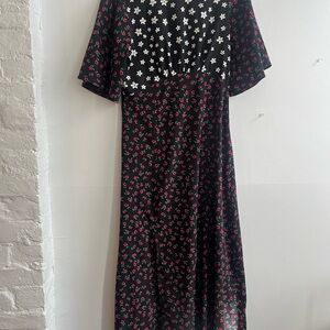 Boohoo Black Dress with Pink and White Floral Design